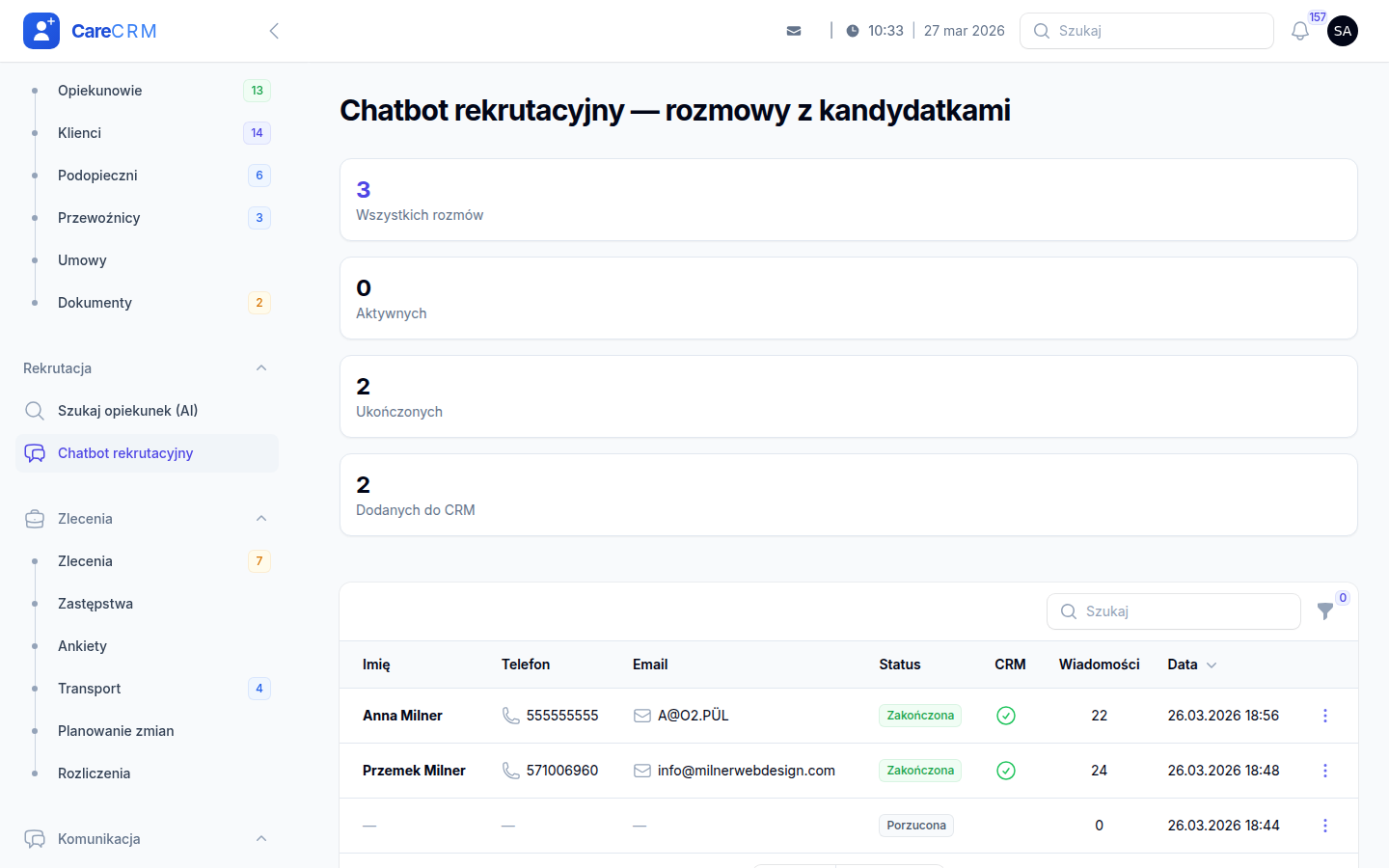 Chatbot rekrutacyjny